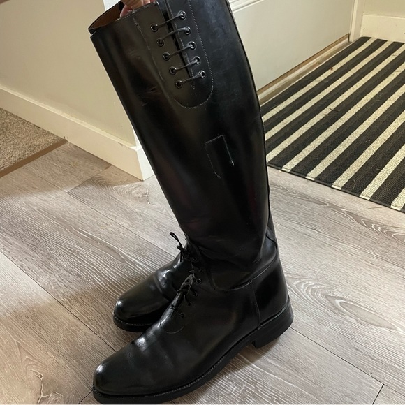 Police Patrol Tall Leather Lace Up Motorcycle Moto Equestrian Boots Mens Size 9 - Picture 6 of 11